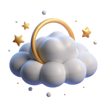 serene classic Dreamy Cloud with Golden Crescent and Stars genuine png