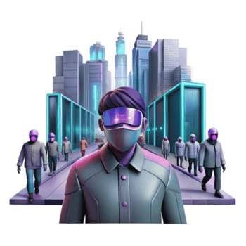 serene modern Future City Metaverse, Virtual Reality, and Urban Life high quality png