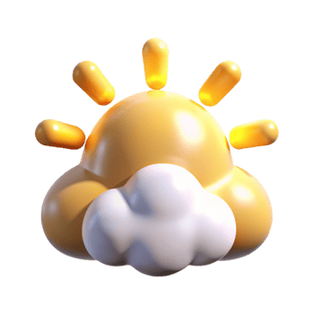 extraordinary contemporary Sunny Day with Clouds 3D Weather Icon professional png