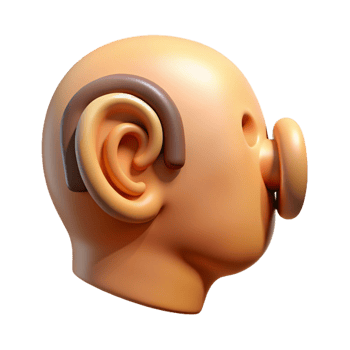 magnificent traditional 3D Cartoon Head Ear, Profile View, Inflated Cheek exclusive png