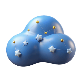 dramatic contemporary Celestial Cloud 3D Render of Stars and Connections high quality png