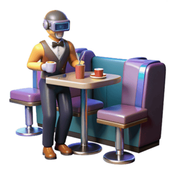 stunning rustic VR Diner Metaverse Coffee Shop Experience authentic png