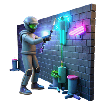 wonderful classic Neon City Graffiti Astronaut Artist at Work exclusive png