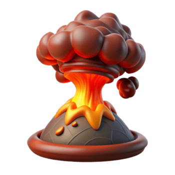 elegant modern Volcanic Eruption 3D Render of Fiery Explosion authentic png