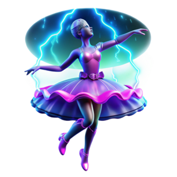 beautiful rustic Electric Ballerina Neon Dance Art high resolution png