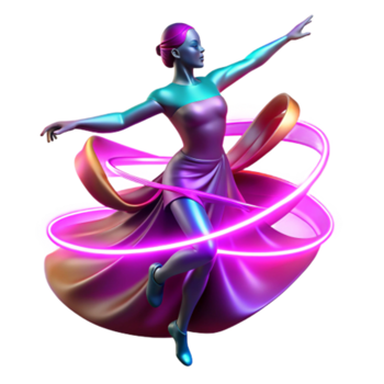 magnificent creative Neon Dancer Abstract 3D Art of Graceful Movement professional png