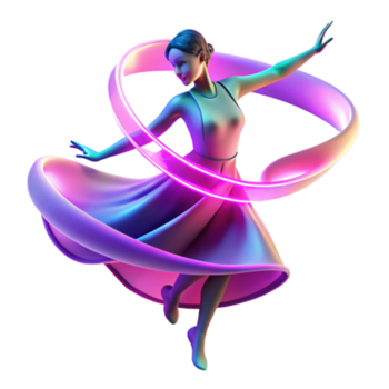 wonderful modern Neon Dancer Fluid Dress, Glowing Ring, Dynamic Pose high quality png