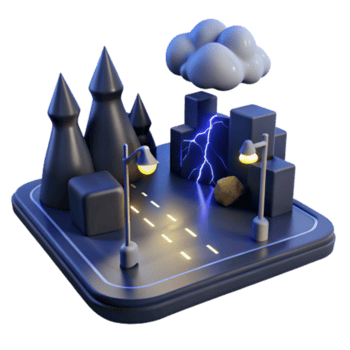 beautiful vintage Night Cityscape Thunderstorm 3D Render 4K png