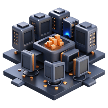 dramatic traditional Data Center Network Interconnected Servers and Computing Power detailed png