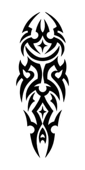 Intricate Black Tribal Tattoo Illustration on White Background vector