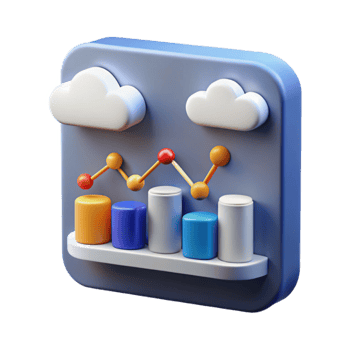 elegant abstract Cloud Data Analytics Visualizing Trends with 3D Charts detailed png