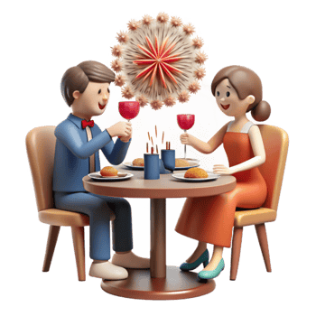 magnificent rustic Romantic Dinner Date Couple Enjoying Festive Meal high quality png