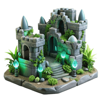 stunning traditional Enchanted Stone Castle Fantasy Realm Diorama authentic png