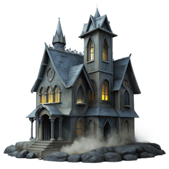 serene vintage Mysterious Gothic Mansion Spooky House Illustration high resolution png