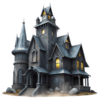 extraordinary rustic Haunted Mansion Spooky House, Mysterious Manor, Creepy Gothic Architecture high quality png