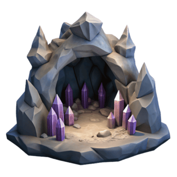 stunning modern Crystal Cave Gems, Rocks, Mountain, Fantasy, 3D Render professional png