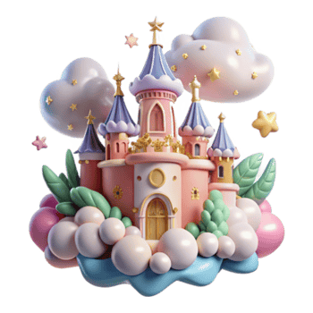 stunning creative Enchanted Castle in Dreamland 3D Render original png