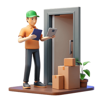 impressive artistic Delivery Person Using Digital Tablet for Package Confirmation 4K png
