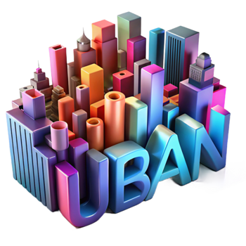 vibrant vintage Urban Cityscape A 3D Abstract Visualization detailed png