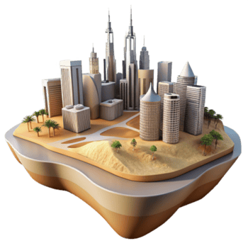stunning traditional Desert Metropolis Modern Cityscape on Island 4K png