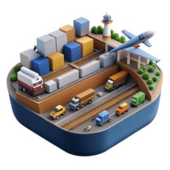 elegant minimalist Global Logistics Intermodal Transportation Freight Efficiency authentic png