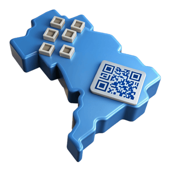 serene modern QR Code Data Cubes on 3D Map Location-Based Data Visualization genuine png