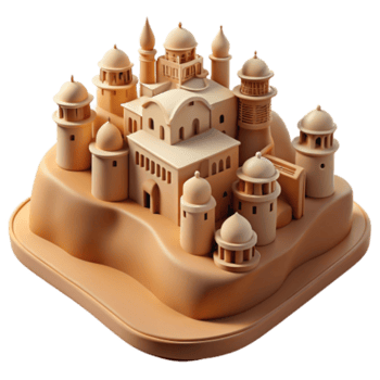 elegant abstract Sandcastle Architecture A 3D Model of an Ancient City 4K png