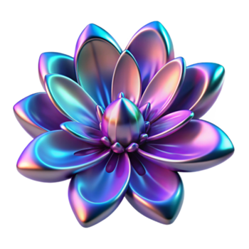 dramatic creative Iridescent Metallic Flower 3D Render exclusive png