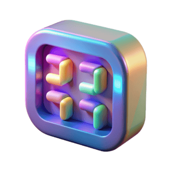elegant minimalist Colorful 3D Puzzle Game App Icon professional png