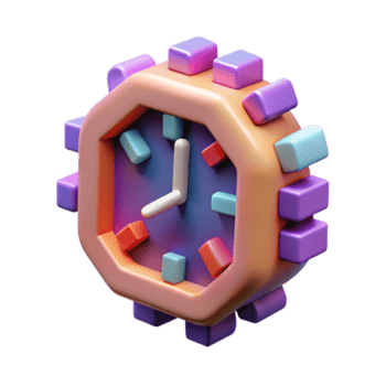 vibrant modern Colorful 3D Clock Design Time, Cubes, Gradient, Octagon detailed png