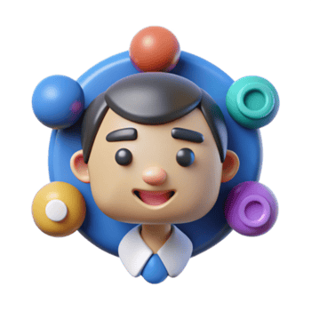 extraordinary contemporary 3D Cartoon Avatar Multitasking and Connections detailed png