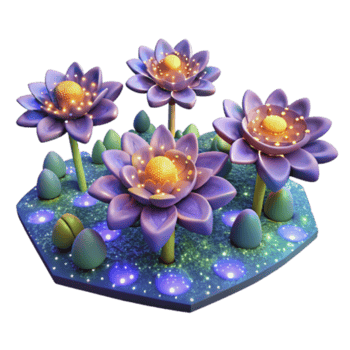 dramatic abstract Enchanted Illuminated Flower Garden Play Structure authentic png