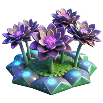 wonderful artistic Luminous Flora Illuminated Flower Garden 4K png