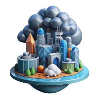 wonderful modern Cloud Cityscape Urban Development, 3D Render authentic png