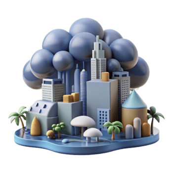 magnificent artistic Urban Air Pollution Cityscape 3D Model 4K png
