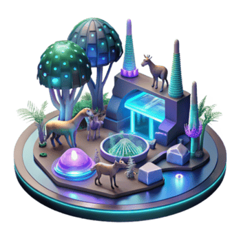 vibrant classic Futuristic Wildlife Preserve 3D Render of Biodome Oasis genuine png
