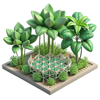 elegant rustic Indoor Garden Design Plants, Geometric Pot, Succulents original png