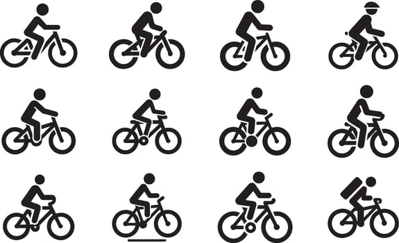 Silhouettes of Bicycle Riders in Motion vector