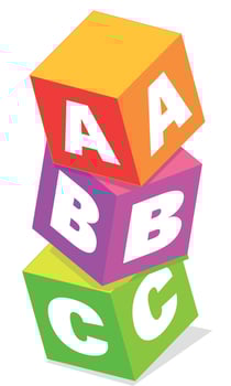 Colourful 3d ABC blocks, business teamwork element, success, development or Progress concept isolated on a white background vector