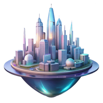 serene artistic Futuristic Cityscape A 3D Model of a Modern Metropolis authentic png