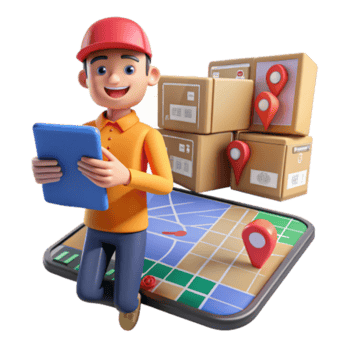 vibrant abstract Delivery Driver Using Mobile App for Route Optimization exclusive png