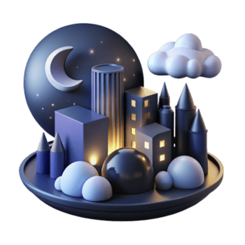 wonderful modern Night Cityscape 3D Render of Moonlit Urban Scene original png