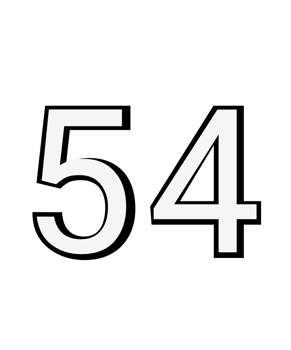 Black and white color numbers 54 png