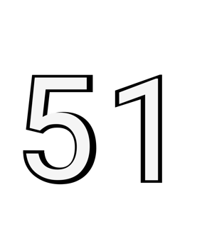 Black and white color numbers 51 png