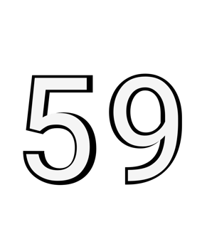 Black and white color numbers 59 png