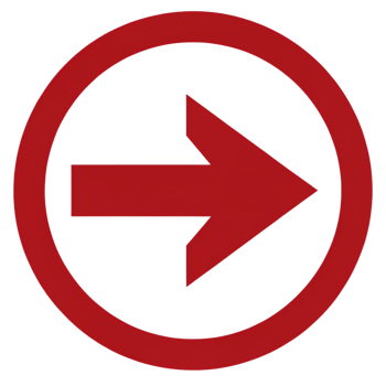 Bold Red Arrow Sign Indicating Direction with Circular Design png