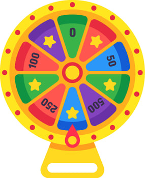 Spinning wheel of fortune displays vibrant numbers and stars, generating random outcomes for lotteries, raffles, or game shows, inviting excitement and chance for players vector