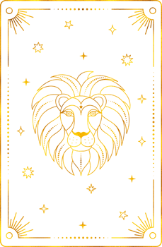 Tarot card with leo zodiac style. Simple line art style. png