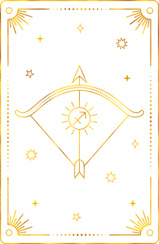 Tarot card with sagittarius zodiac style. Simple line art style. png