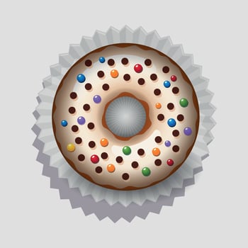 round sweet chocolate donut doughnut on paper napkin isolated on white background vector